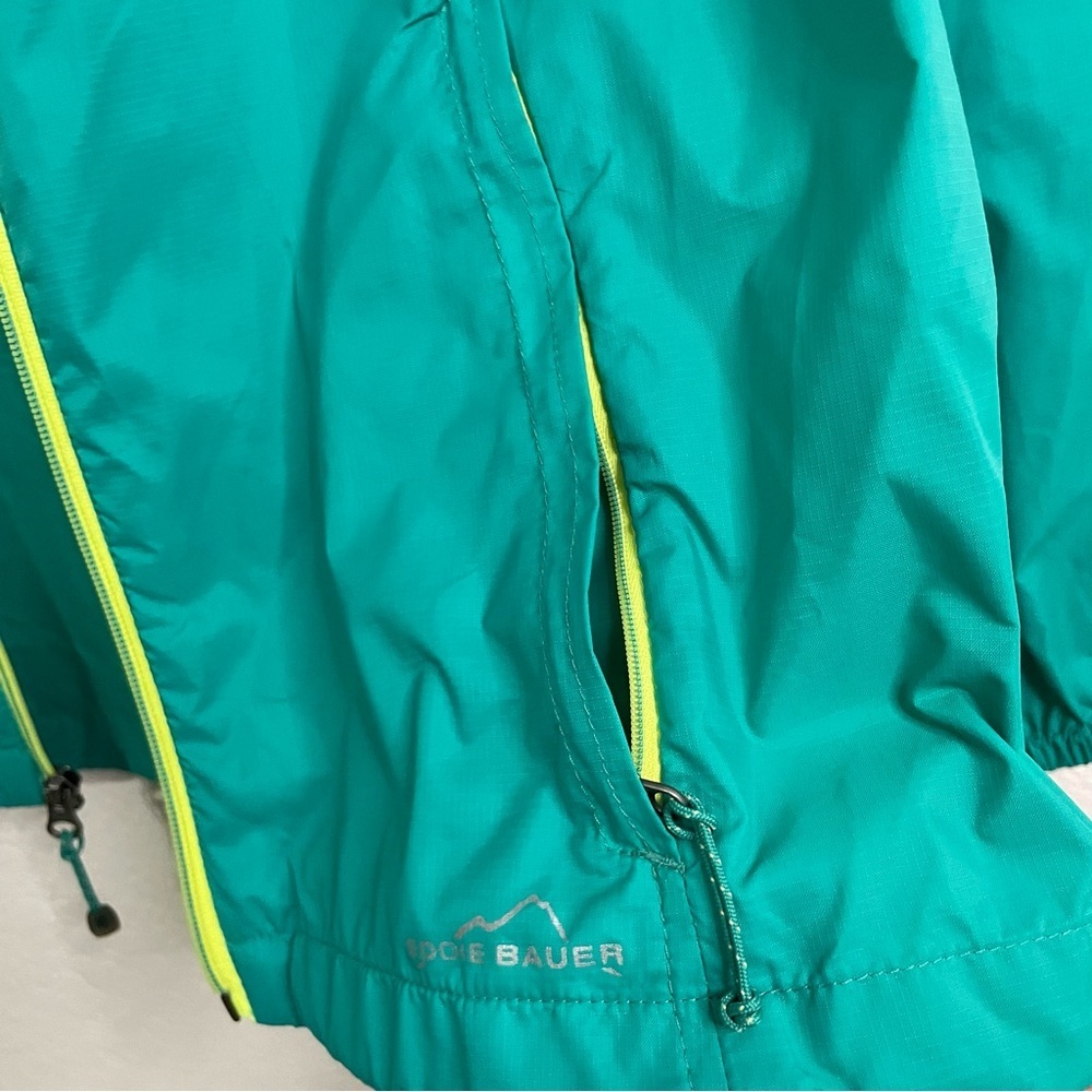 Eddie Bauer mens Teal Windbreaker Jacket with Yellow Accents XL lightweight - Picture 5 of 7
